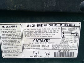 2002 HONDA CR-V, GREEN, EX MODEL, 2.4L, AT,  AWD,  A26237